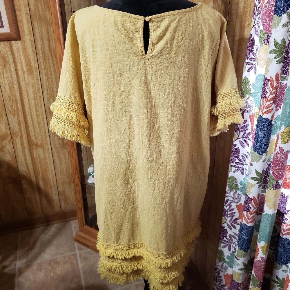 Umgee+ Yellow Flutter Sleeve Ruffled Mini Dress - Picture 2 of 5